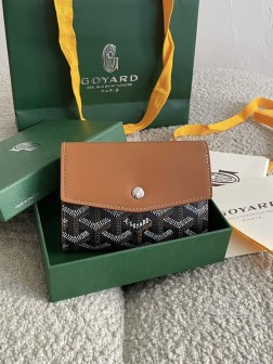 GOYARD Saint-Gabriel 三折短夹 黑棕 牛皮 拼接设计