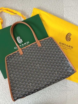 GOYARD Hardy Bag 购物袋 黑棕色 头层牛皮 线条极简