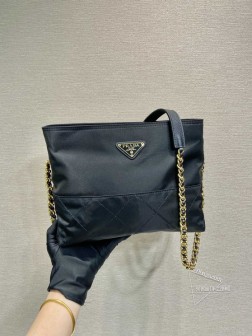 Prada 1BD645 中古斜挎包 手工尼龙链条菱格包 代购