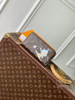 LV M12223 Zippy 拉链钱夹 Monogram帆布 蓝(丝印圣诞)