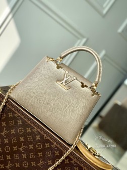 LV M22436 Capucines手袋 珠光卡其花冠 花卉款 金属色Monogram