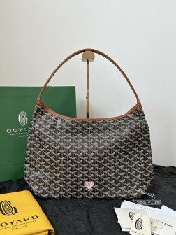GOYARD Hobo拉链托特包 黑棕粉爱心 顶级A货