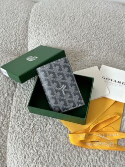 GOYARD狗牙对折卡包短夹 灰色 真牛皮 经典款