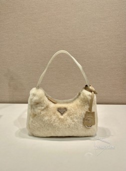 Prada普拉达 升级版 Hobo毛毛包 山羊毛 爆款 复刻