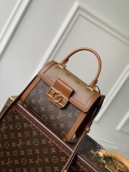 LV M46751 Dauphine Capitale 手袋 Monogram 涂层帆布 顶级A货
