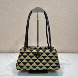 Prada 1BA368 刺绣织物手提包 高仿 优雅廓形 价格