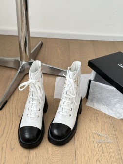 Chanel 24K秋冬新款菱格刺绣机车靴小仙女们备战秋冬啦~顶级品质 鞋面牛皮 内里羊皮 原版大底 1078