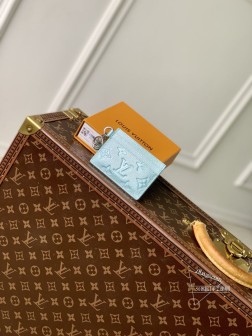 LV M12180 Ski系列 蓝色Charms卡夹 Mono针织 顶级A货