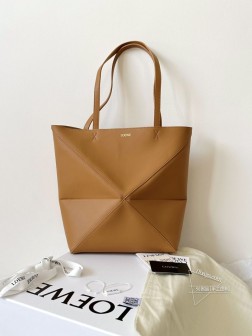 LOEWE Fold折叠Tote购物袋 中号 暖沙黄 高仿