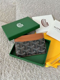 GOYARD 狗牙卡包 黑棕色 真牛皮 适合时髦男孩女孩