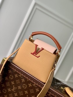 LV M20748 Capucines 迷你手袋 棕黄拼 小牛皮 高仿