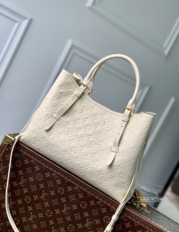 LV M47185 Babylone Tote袋 大号白色 牛皮皮革 金色五金件