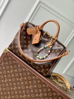 LV N87212 Speedy Soft 30 Boho 手袋,经典 Monogram 涂层帆布,皮革内衬