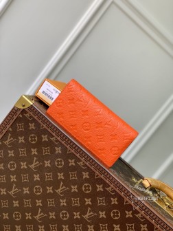 LV M69038 Brazza 钱夹 橙色 Taurillon 皮革 Monogram 图案
