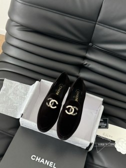 Chanel 25C新款双C乐福鞋高级手工系列鞋面牛皮天鹅绒 内里羊皮 真皮大底Size35-39 917