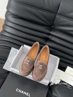 Chanel 24K秋冬新款乐福鞋新款双C经典 上脚很舒服诶美拉德棕色还是很适合秋冬的~鞋面麂皮牛皮 1198