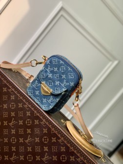LV M82948 蓝色牛仔 Fairfax Pochette Monogram 牛仔布 天然皮革肩带