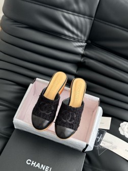 Chanel 25C新款坡跟半拖系列一脚蹬系列 鞋面牛皮 内里羊皮 原版大底Size35-39 40 474