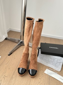Chanel 24K新款弹力长靴防水台系列 穿上立马大长腿鞋面弹力皮 内里羊皮 真皮大底Size35 1351