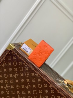 LV M83069 橙色口袋钱夹 全粒面 Taurillon 皮革 A货