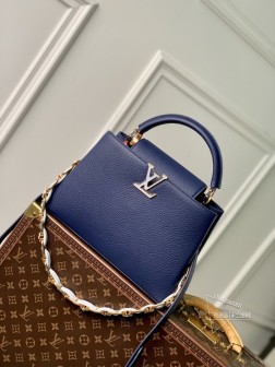 LV M23363 Capucines 中号手袋 M48865 深蓝色 金属材质