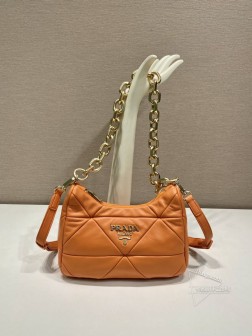 Prada 1BD158 System软羊革单肩包 三角形图案链条提手 A货