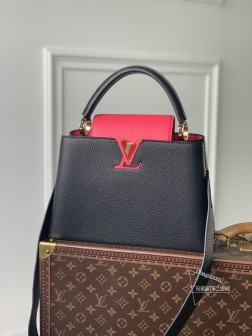 LV M59882 M94755 黑拼玫 中号Capucines BB手袋 小牛皮