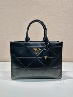 Prada普拉达 1BA378 中号三角菱格托特包 进口小牛皮 A货