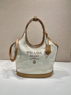 Prada普拉达 1BG471 中号亚麻混纺托特包 顶级A货 价格