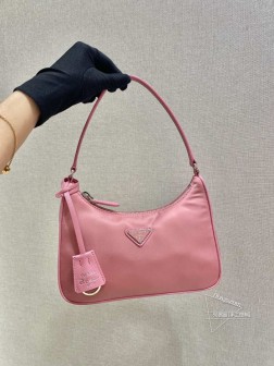 Prada 1NE204 Hobo包 月亮形 中古包 进口降落伞布料 牛皮 高仿