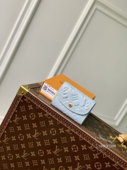 LV M83231 Monogram Unplant皮革 Portomone Rosari 女士蓝色钱包