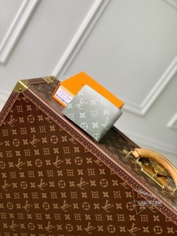 LV M11547 灰绿短夹 钱夹 柔软皮革 Damier Rush 印花