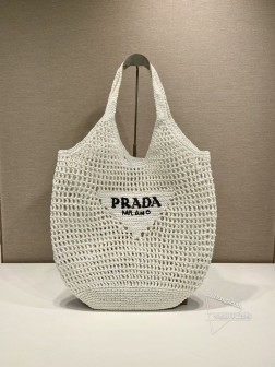 Prada 1BG424 酒椰纤维托特包 新款 轻盈解构设计 高仿