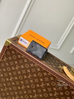 LV M12853 黑花磁吸式卡夹 Monogram Macassar 帆布 明丽皮革内衬