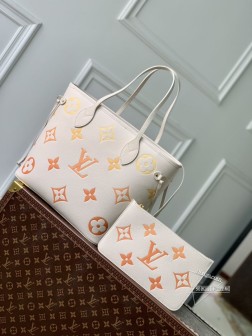 LV M46516 Neverfull 中号手袋 Monogram Empreinte 皮革 高仿