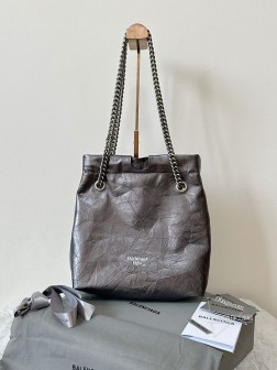 Balenciaga Crush 垃圾袋小号金属 黑银色
