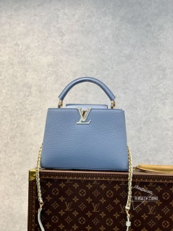 LV M59512 Capucines BB 手袋 天蓝色 Taurillon 皮革 高仿