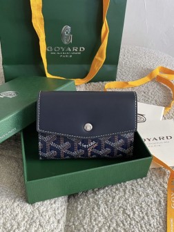 GOYARD Saint-Gabriel 三折短夹 深蓝 拼平纹牛皮 钱包