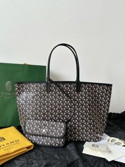 GOYARD 中号 黑粉色 中古托特包 黑色外料 粉色内里