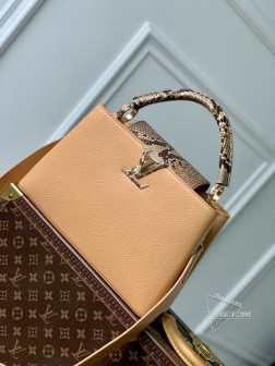 LV N80741 Capucines 中号手袋，蟒蛇纹，小牛皮，金属饰件