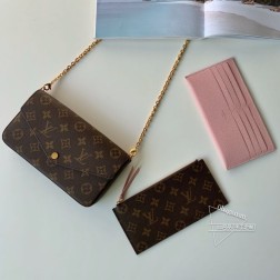 LV FELICIE 手袋 M61276 粉色内里,优雅华贵,含两个脱卸口袋