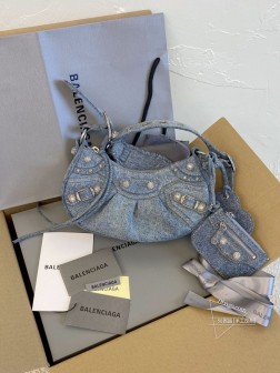 XScm Balenciaga Le Cagole 牛仔带钻机车包 顶级复刻