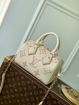 LV M46397 Speedy Bandoulière 20 手袋 Monogram Empreinte 皮革 杏色